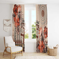 Vintage Bula Fiji Personalised Window Curtain Beige Hibiscus Tapa Pattern LT9 - Polynesian Pride