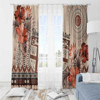 Vintage Bula Fiji Personalised Window Curtain Beige Hibiscus Tapa Pattern LT9 - Polynesian Pride