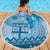 Vintage Bula Fiji Personalised Beach Blanket Blue Hibiscus Tapa Pattern