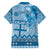 Vintage Bula Fiji Personalised Family Matching Short Sleeve Bodycon Dress and Hawaiian Shirt Blue Hibiscus Tapa Pattern