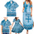 Vintage Bula Fiji Personalised Family Matching Summer Maxi Dress and Hawaiian Shirt Blue Hibiscus Tapa Pattern