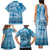 Vintage Bula Fiji Personalised Family Matching Tank Maxi Dress and Hawaiian Shirt Blue Hibiscus Tapa Pattern