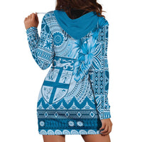 Vintage Bula Fiji Personalised Hoodie Dress Blue Hibiscus Tapa Pattern LT9 - Polynesian Pride