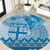 Vintage Bula Fiji Personalised Round Carpet Blue Hibiscus Tapa Pattern