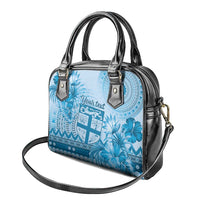 Vintage Bula Fiji Personalised Shoulder Handbag Blue Hibiscus Tapa Pattern LT9 - Polynesian Pride