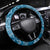 Vintage Bula Fiji Personalised Steering Wheel Cover Blue Hibiscus Tapa Pattern