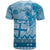 Vintage Bula Fiji Personalised T Shirt Blue Hibiscus Tapa Pattern