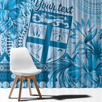Vintage Bula Fiji Personalised Window Curtain Blue Hibiscus Tapa Pattern LT9 - Polynesian Pride