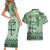 Vintage Bula Fiji Personalised Couples Matching Short Sleeve Bodycon Dress and Hawaiian Shirt Green Hibiscus Tapa Pattern