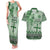 Vintage Bula Fiji Personalised Couples Matching Tank Maxi Dress and Hawaiian Shirt Green Hibiscus Tapa Pattern