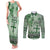 Vintage Bula Fiji Personalised Couples Matching Tank Maxi Dress and Long Sleeve Button Shirt Green Hibiscus Tapa Pattern