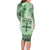 Vintage Bula Fiji Personalised Family Matching Long Sleeve Bodycon Dress and Hawaiian Shirt Green Hibiscus Tapa Pattern