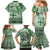 Vintage Bula Fiji Personalised Family Matching Mermaid Dress and Hawaiian Shirt Green Hibiscus Tapa Pattern