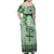 Vintage Bula Fiji Personalised Family Matching Off Shoulder Maxi Dress and Hawaiian Shirt Green Hibiscus Tapa Pattern