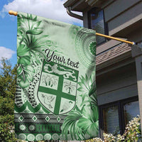 Vintage Bula Fiji Personalised Garden Flag Green Hibiscus Tapa Pattern LT9 - Polynesian Pride