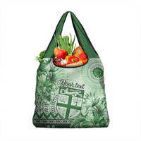 Vintage Bula Fiji Personalised Grocery Bag Green Hibiscus Tapa Pattern LT9 1-pack One Size Green - Polynesian Pride