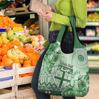 Vintage Bula Fiji Personalised Grocery Bag Green Hibiscus Tapa Pattern LT9 - Polynesian Pride
