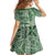 Vintage Bula Fiji Personalised Kid Short Sleeve Dress Green Hibiscus Tapa Pattern