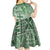 Vintage Bula Fiji Personalised Kid Short Sleeve Dress Green Hibiscus Tapa Pattern