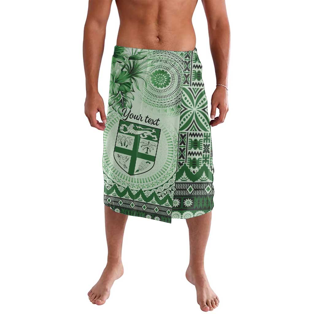 Vintage Bula Fiji Personalised Lavalava Green Hibiscus Tapa Pattern