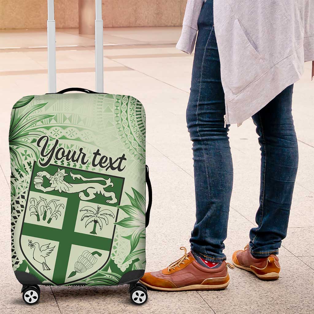 Vintage Bula Fiji Personalised Luggage Cover Green Hibiscus Tapa Pattern LT9 Green - Polynesian Pride