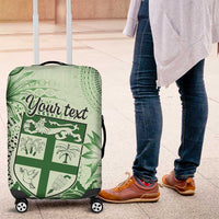 Vintage Bula Fiji Personalised Luggage Cover Green Hibiscus Tapa Pattern LT9 Green - Polynesian Pride
