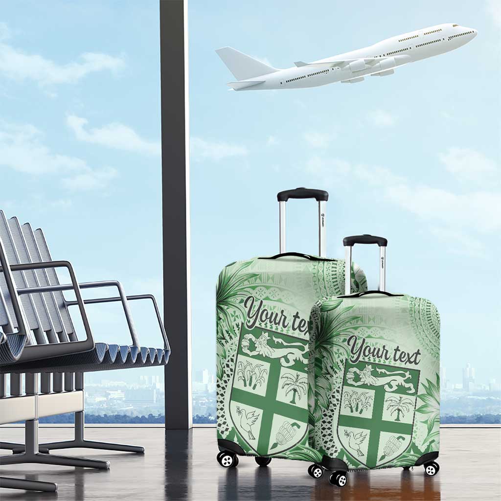 Vintage Bula Fiji Personalised Luggage Cover Green Hibiscus Tapa Pattern LT9 - Polynesian Pride