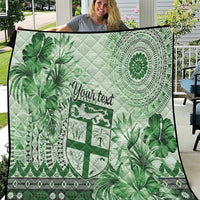 Vintage Bula Fiji Personalised Quilt Green Hibiscus Tapa Pattern LT9 Green - Polynesian Pride