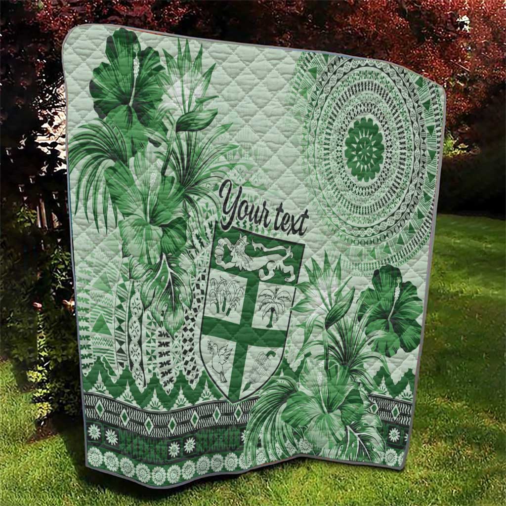 Vintage Bula Fiji Personalised Quilt Green Hibiscus Tapa Pattern LT9 - Polynesian Pride