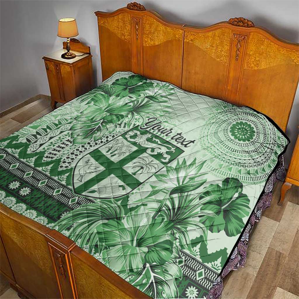 Vintage Bula Fiji Personalised Quilt Green Hibiscus Tapa Pattern LT9 - Polynesian Pride