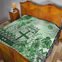 Vintage Bula Fiji Personalised Quilt Green Hibiscus Tapa Pattern LT9 - Polynesian Pride