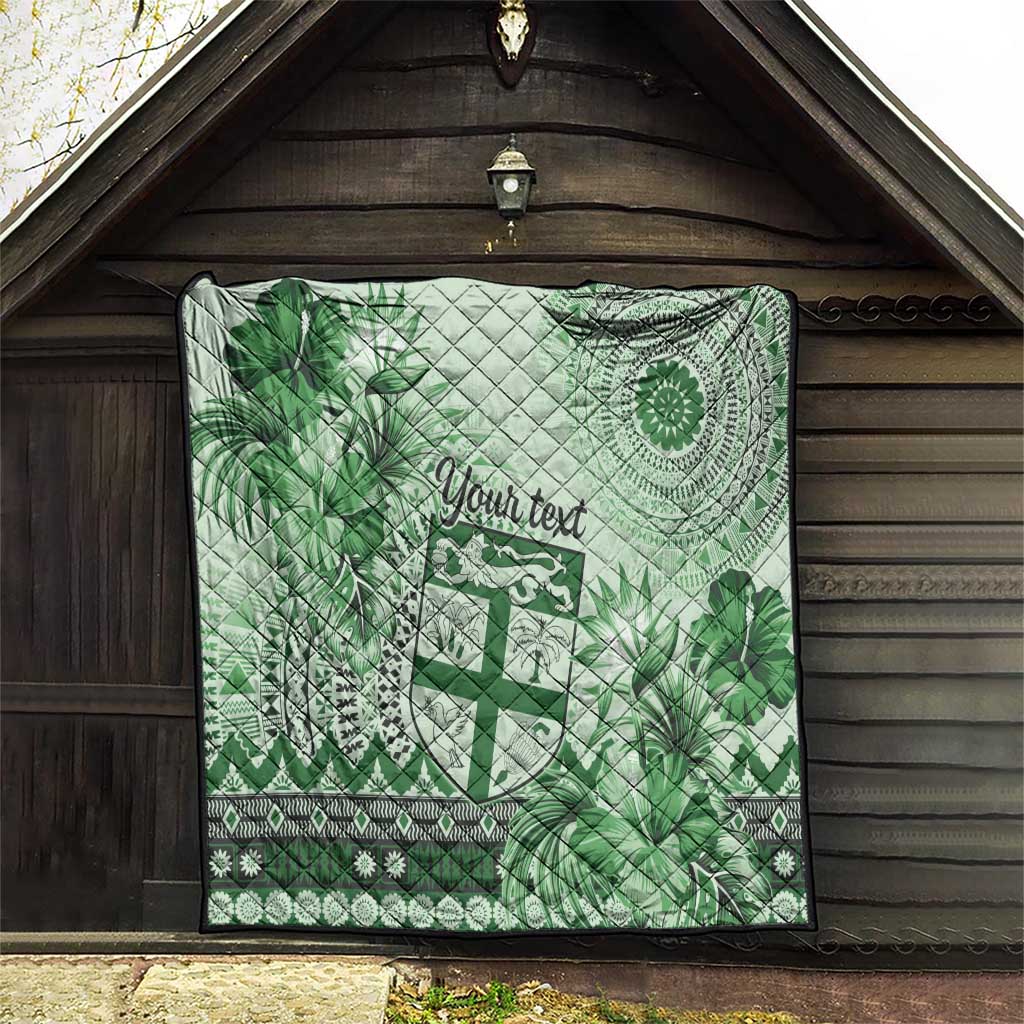 Vintage Bula Fiji Personalised Quilt Green Hibiscus Tapa Pattern LT9 - Polynesian Pride