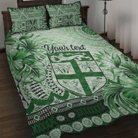Vintage Bula Fiji Personalised Quilt Bed Set Green Hibiscus Tapa Pattern LT9 Green - Polynesian Pride