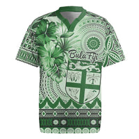 Vintage Bula Fiji Personalised Rugby Jersey Green Hibiscus Tapa Pattern LT9 Green - Polynesian Pride