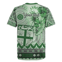 Vintage Bula Fiji Personalised Rugby Jersey Green Hibiscus Tapa Pattern LT9 - Polynesian Pride