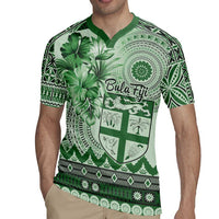 Vintage Bula Fiji Personalised Rugby Jersey Green Hibiscus Tapa Pattern LT9 - Polynesian Pride