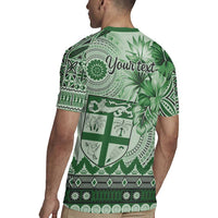 Vintage Bula Fiji Personalised Rugby Jersey Green Hibiscus Tapa Pattern LT9 - Polynesian Pride