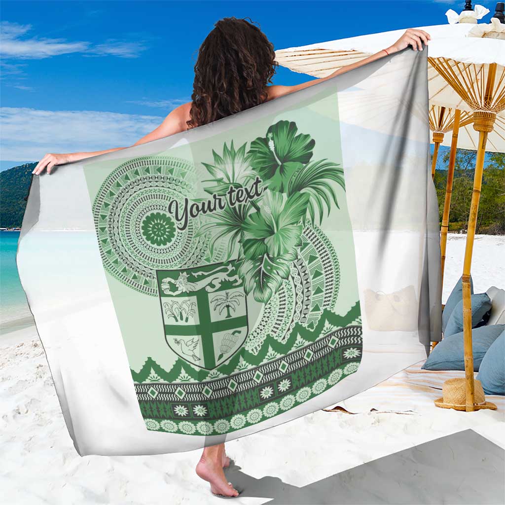 Vintage Bula Fiji Personalised Sarong Green Hibiscus Tapa Pattern