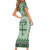 Vintage Bula Fiji Personalised Short Sleeve Bodycon Dress Green Hibiscus Tapa Pattern