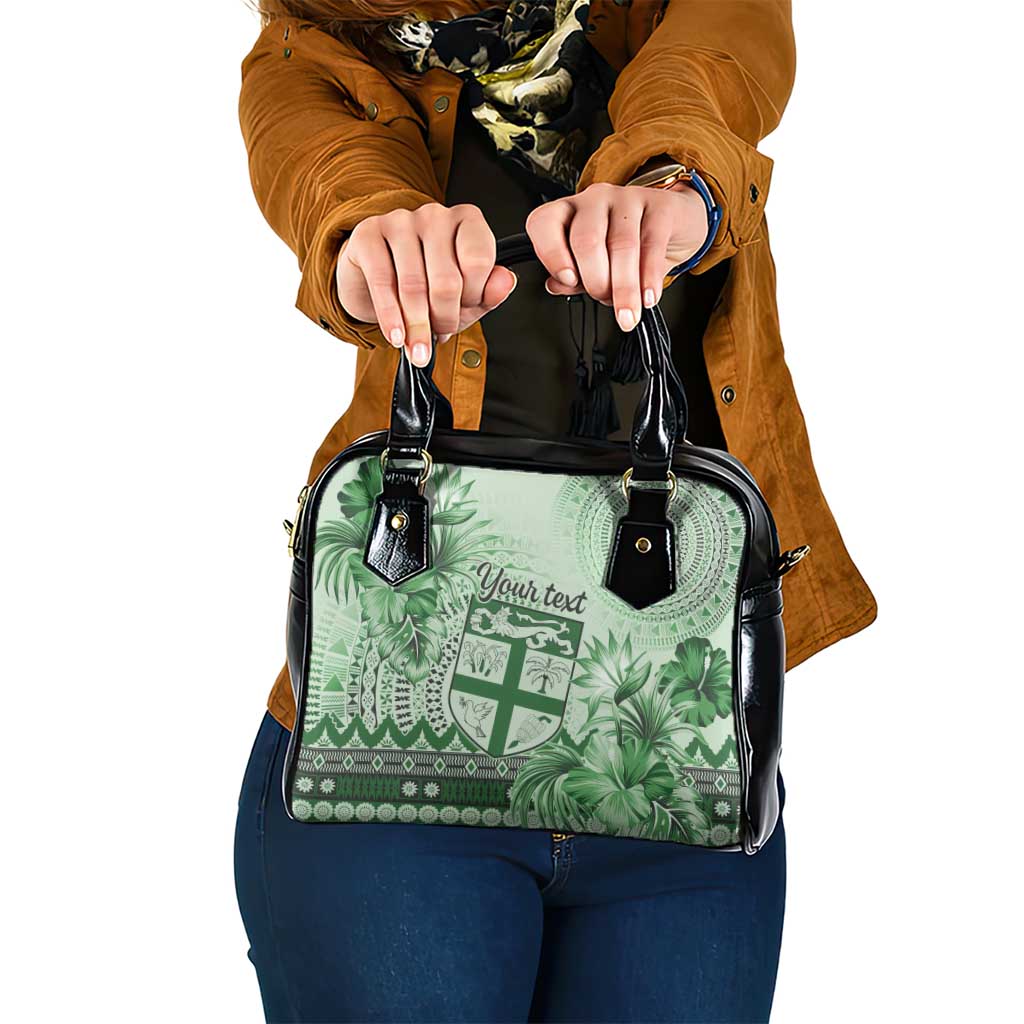 Vintage Bula Fiji Personalised Shoulder Handbag Green Hibiscus Tapa Pattern LT9 One Size Green - Polynesian Pride