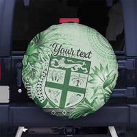 Vintage Bula Fiji Personalised Spare Tire Cover Green Hibiscus Tapa Pattern LT9 No hole Green - Polynesian Pride