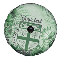 Vintage Bula Fiji Personalised Spare Tire Cover Green Hibiscus Tapa Pattern LT9 - Polynesian Pride