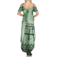 Vintage Bula Fiji Personalised Summer Maxi Dress Green Hibiscus Tapa Pattern LT9 - Polynesian Pride