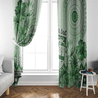 Vintage Bula Fiji Personalised Window Curtain Green Hibiscus Tapa Pattern LT9 - Polynesian Pride