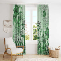 Vintage Bula Fiji Personalised Window Curtain Green Hibiscus Tapa Pattern LT9 - Polynesian Pride