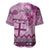 Vintage Bula Fiji Personalised Baseball Jersey Pink Hibiscus Tapa Pattern