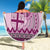 Vintage Bula Fiji Personalised Beach Blanket Pink Hibiscus Tapa Pattern