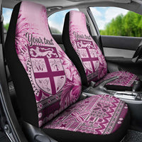 Vintage Bula Fiji Personalised Car Seat Cover Pink Hibiscus Tapa Pattern LT9 - Polynesian Pride