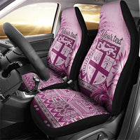 Vintage Bula Fiji Personalised Car Seat Cover Pink Hibiscus Tapa Pattern LT9 - Polynesian Pride