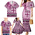 Vintage Bula Fiji Personalised Family Matching Mermaid Dress and Hawaiian Shirt Pink Hibiscus Tapa Pattern